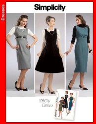 3673  SIMPLICITY RETRO 1950 SLEEVELESS EMPIRE SLIM-FLARE JUMPER PATTERN 6-14; OR 14-16